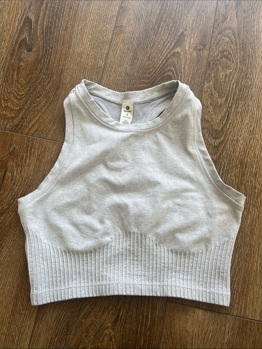 90 Degree By Reflex Light Gray Ribbed Crop Tank